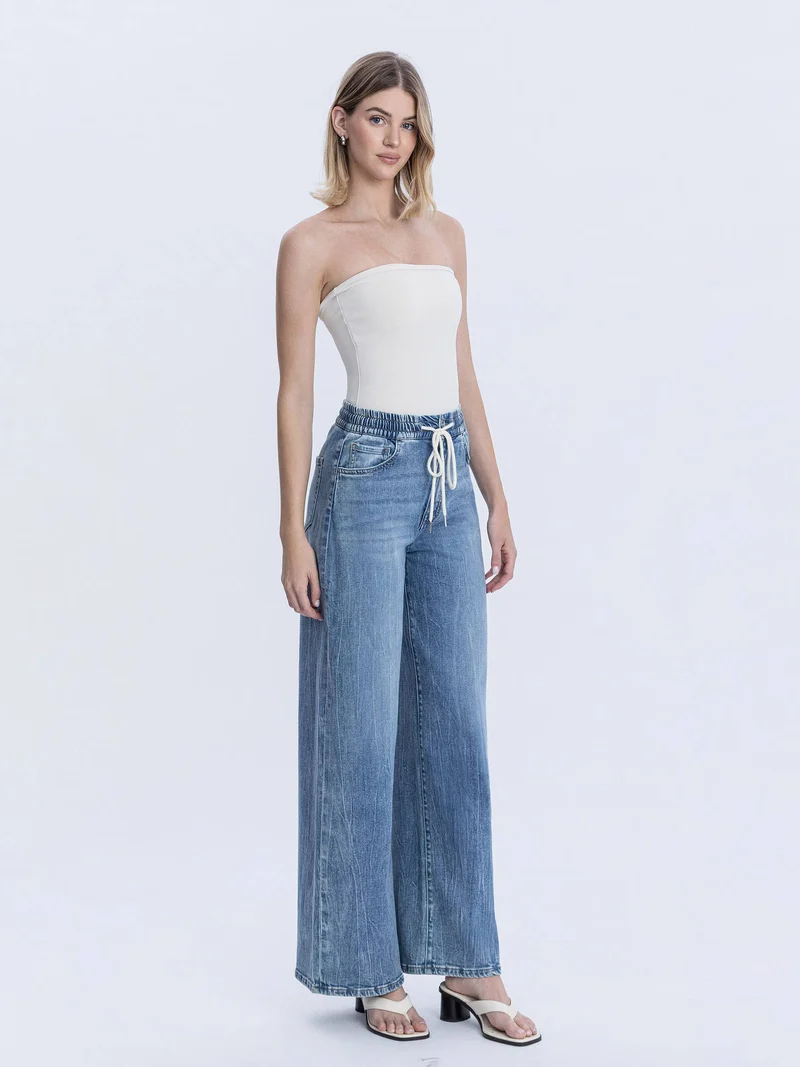 SUPER HIGH RISE ELASTIC WAISTBAND WIDE LEG