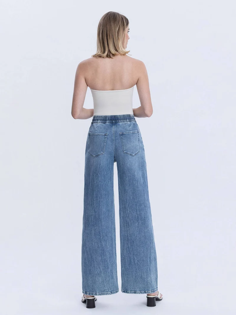 SUPER HIGH RISE ELASTIC WAISTBAND WIDE LEG