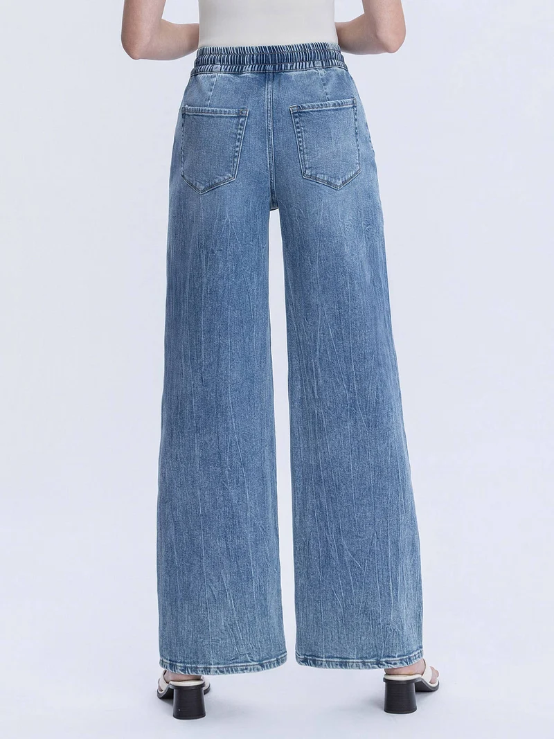 SUPER HIGH RISE ELASTIC WAISTBAND WIDE LEG