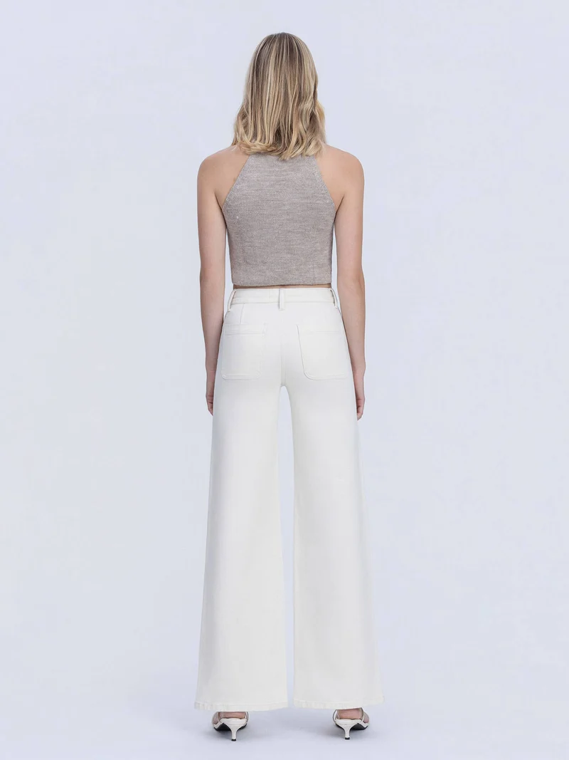 HIGH RISE NATURAL COLOR DRAWSTRING WIDE LEG