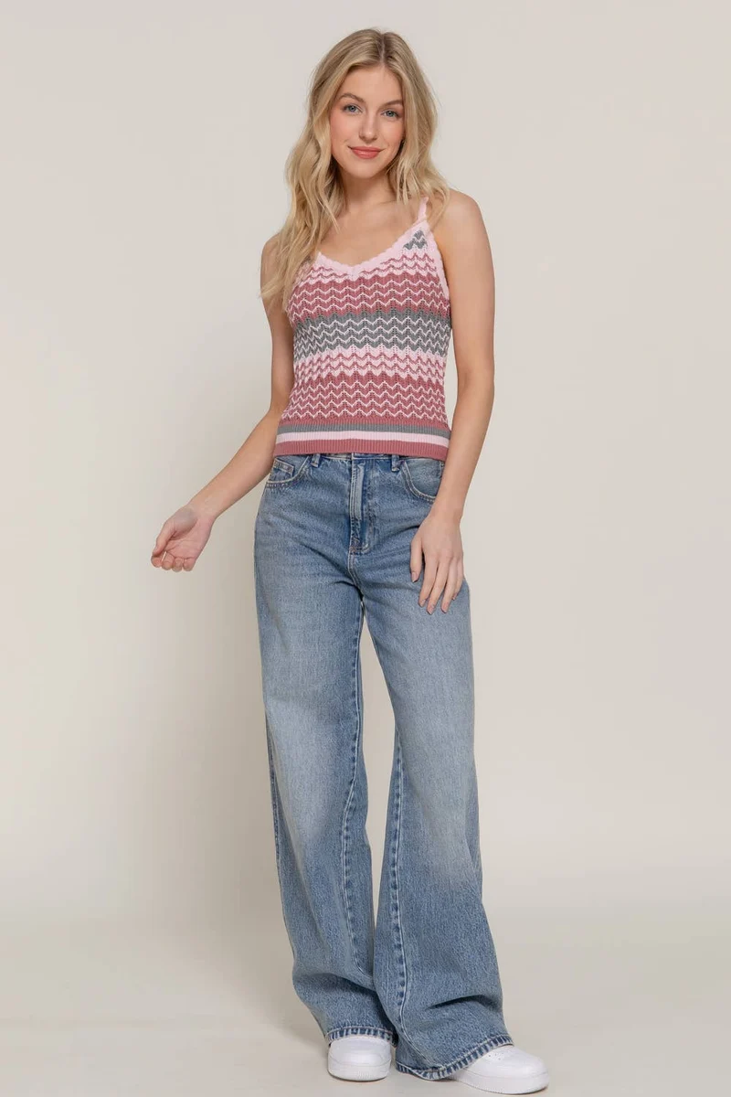 Multi Color Cami Spring Sweater: OLIVE