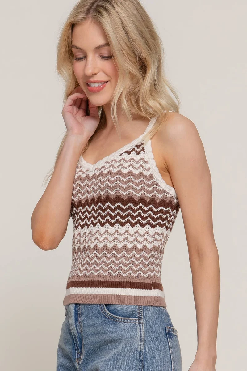 Multi Color Cami Spring Sweater: OLIVE