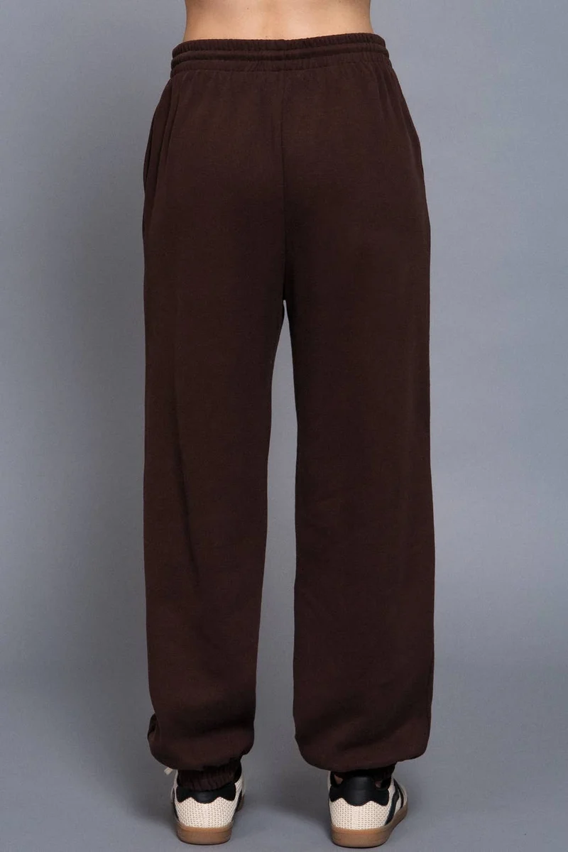 Elastic Waist Soft Jogger Pants:BEIGE