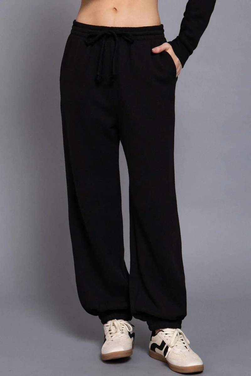 Elastic Waist Soft Jogger Pants:BEIGE