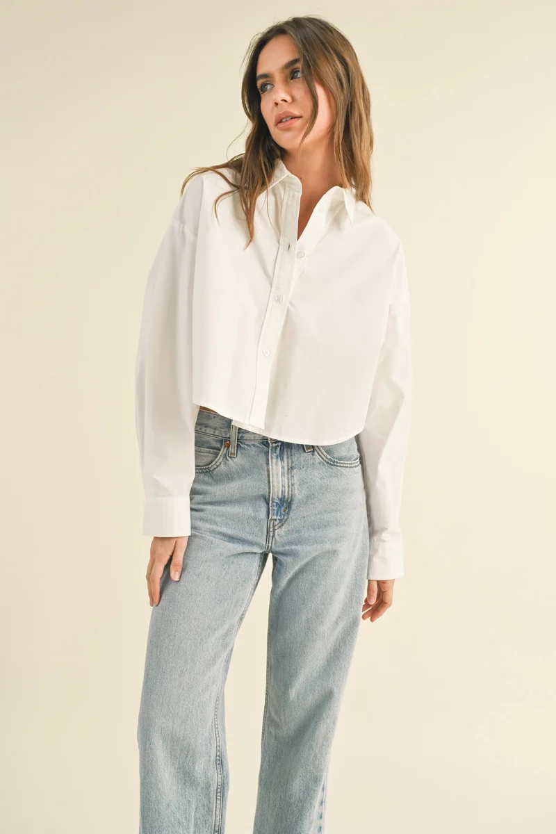 Cropped Button Down Blouse
