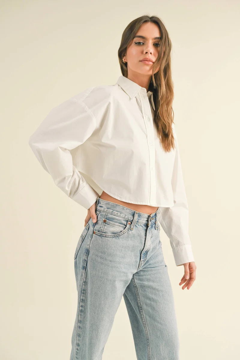 Cropped Button Down Blouse