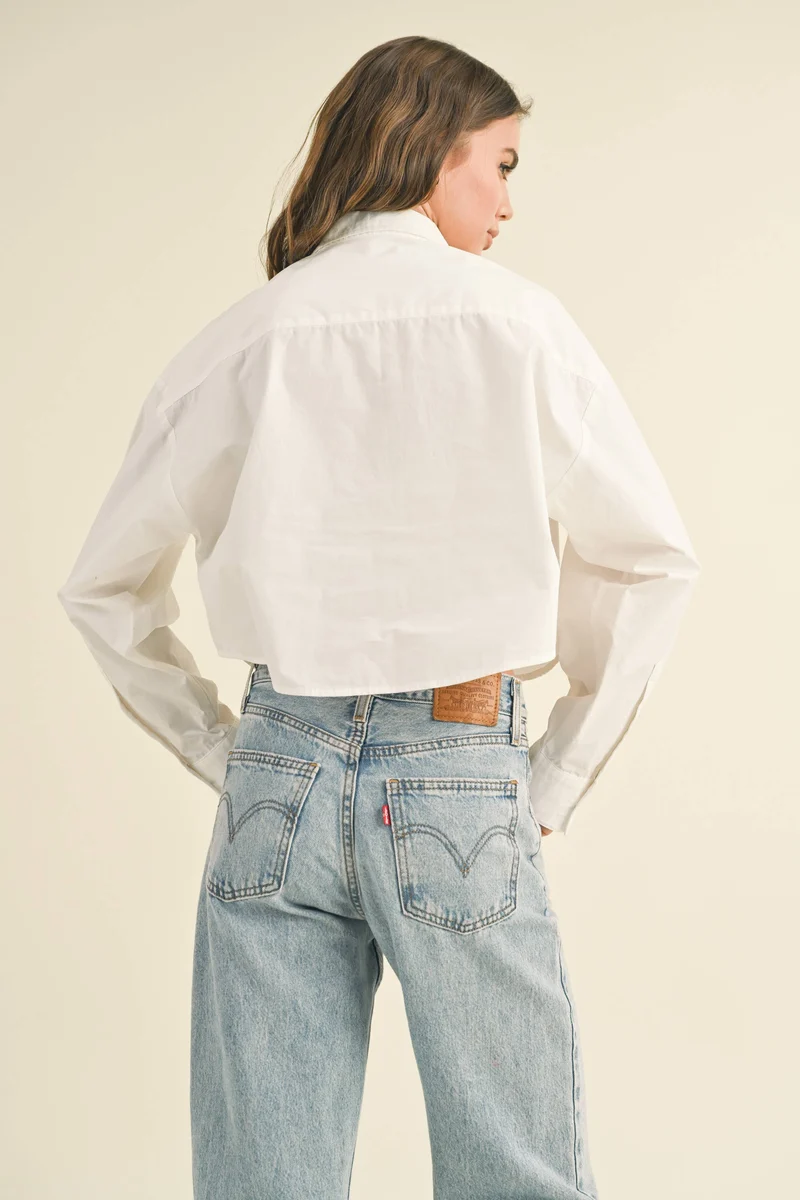 Cropped Button Down Blouse
