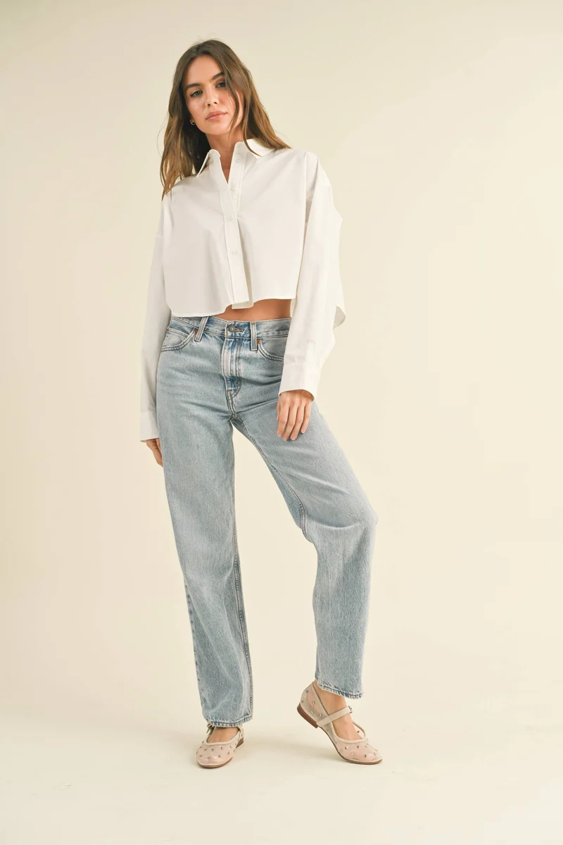 Cropped Button Down Blouse