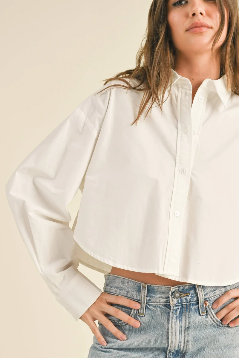 Cropped Button Down Blouse