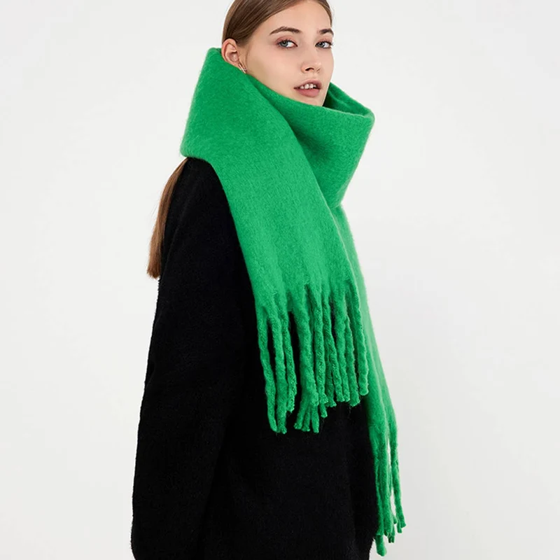 Soft Mohair Feel Scarf - Cozy Winter Wrap_CWASC0323: Yellow / (OS) 1