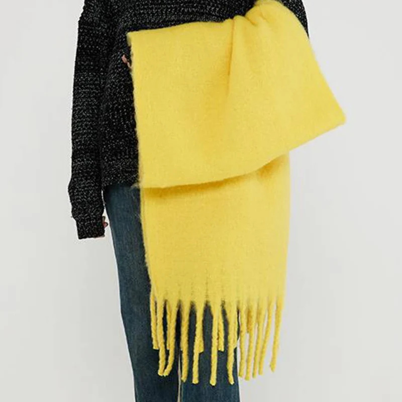 Soft Mohair Feel Scarf - Cozy Winter Wrap_CWASC0323: Yellow / (OS) 1