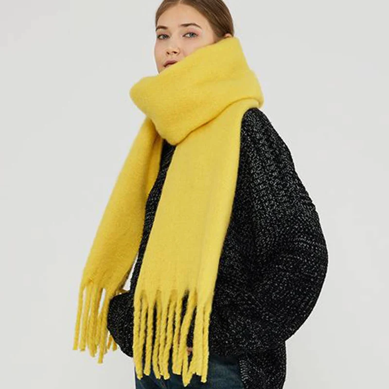 Soft Mohair Feel Scarf - Cozy Winter Wrap_CWASC0323: Yellow / (OS) 1
