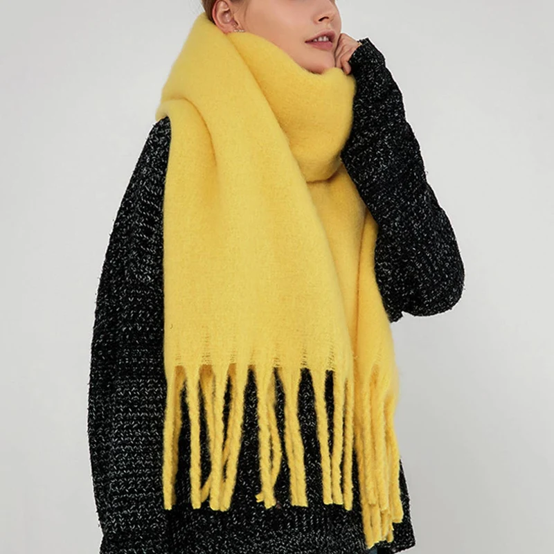 Soft Mohair Feel Scarf - Cozy Winter Wrap_CWASC0323: Yellow / (OS) 1