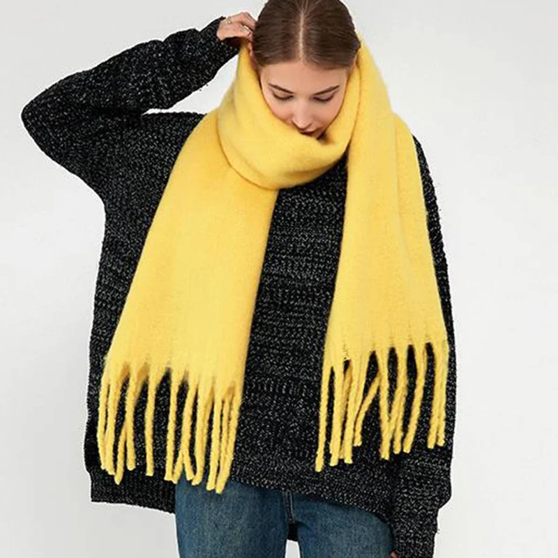 Soft Mohair Feel Scarf - Cozy Winter Wrap_CWASC0323: Yellow / (OS) 1