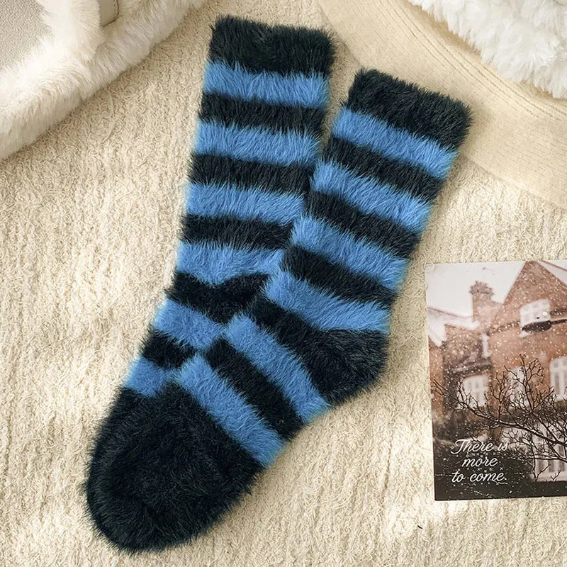 Striped Plush Socks Women Winter Thick Warm_CWMS02855: BLACK / (OS) 5