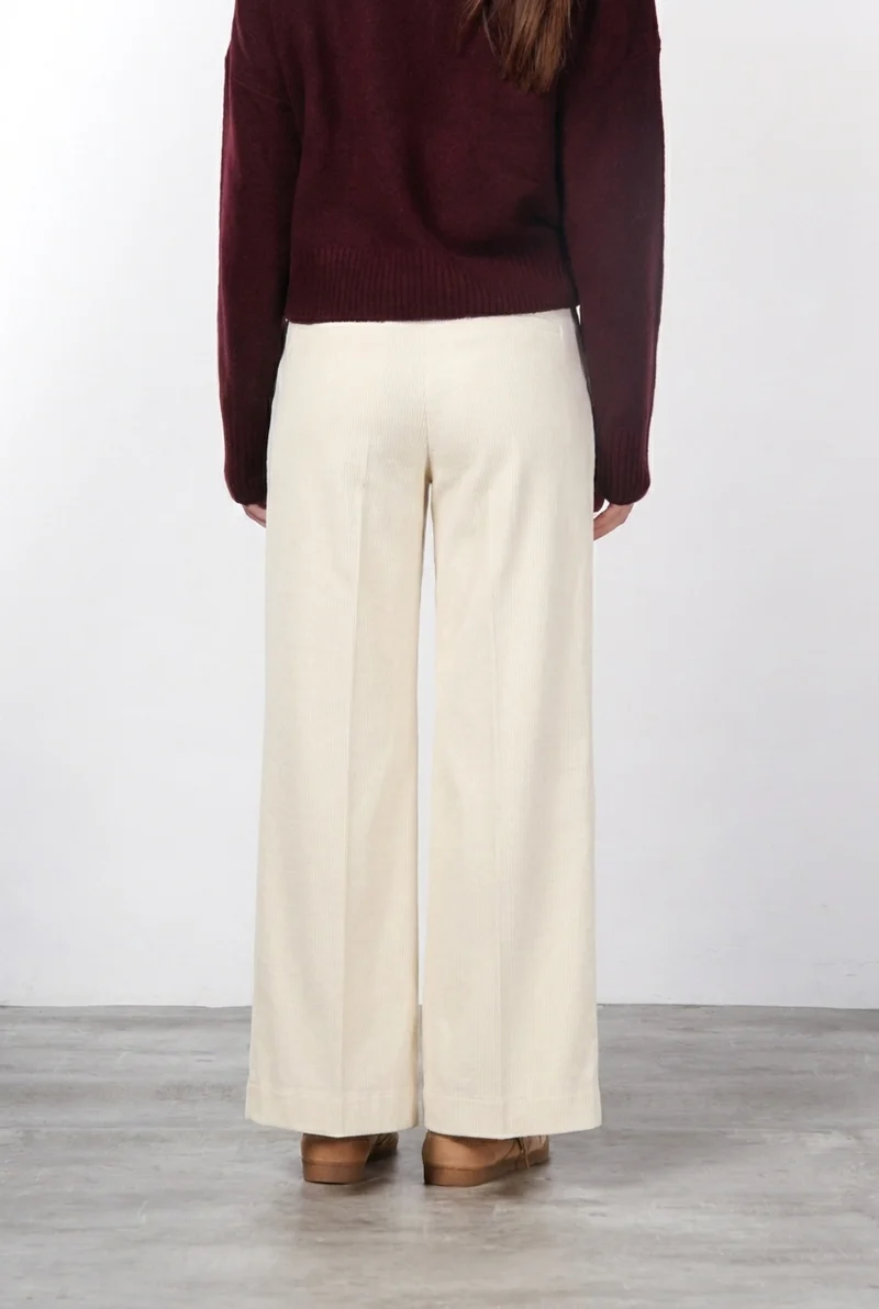 New York Palazzo pantalon chino femme en bull de coton biologique et laine wide leg