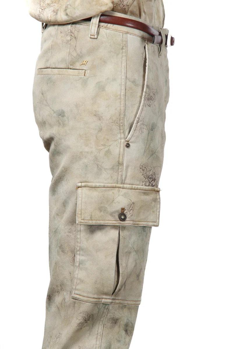 Marlene Cargo pantalon cargo femme en bull à motif floral dégradé carrot fit
