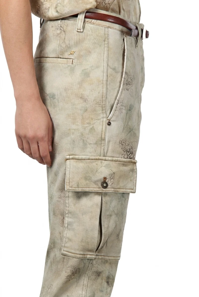 Marlene Cargo pantalon cargo femme en bull à motif floral dégradé carrot fit