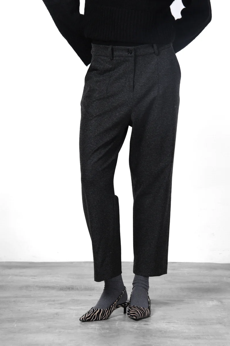 New York O Shape pantalon chino femme en jersey flanelle carrot fit