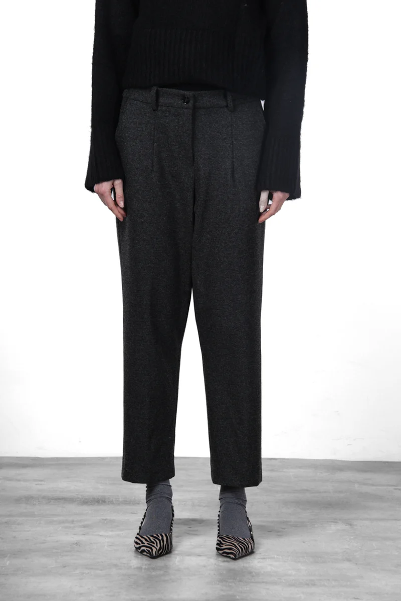 New York O Shape pantalon chino femme en jersey flanelle carrot fit