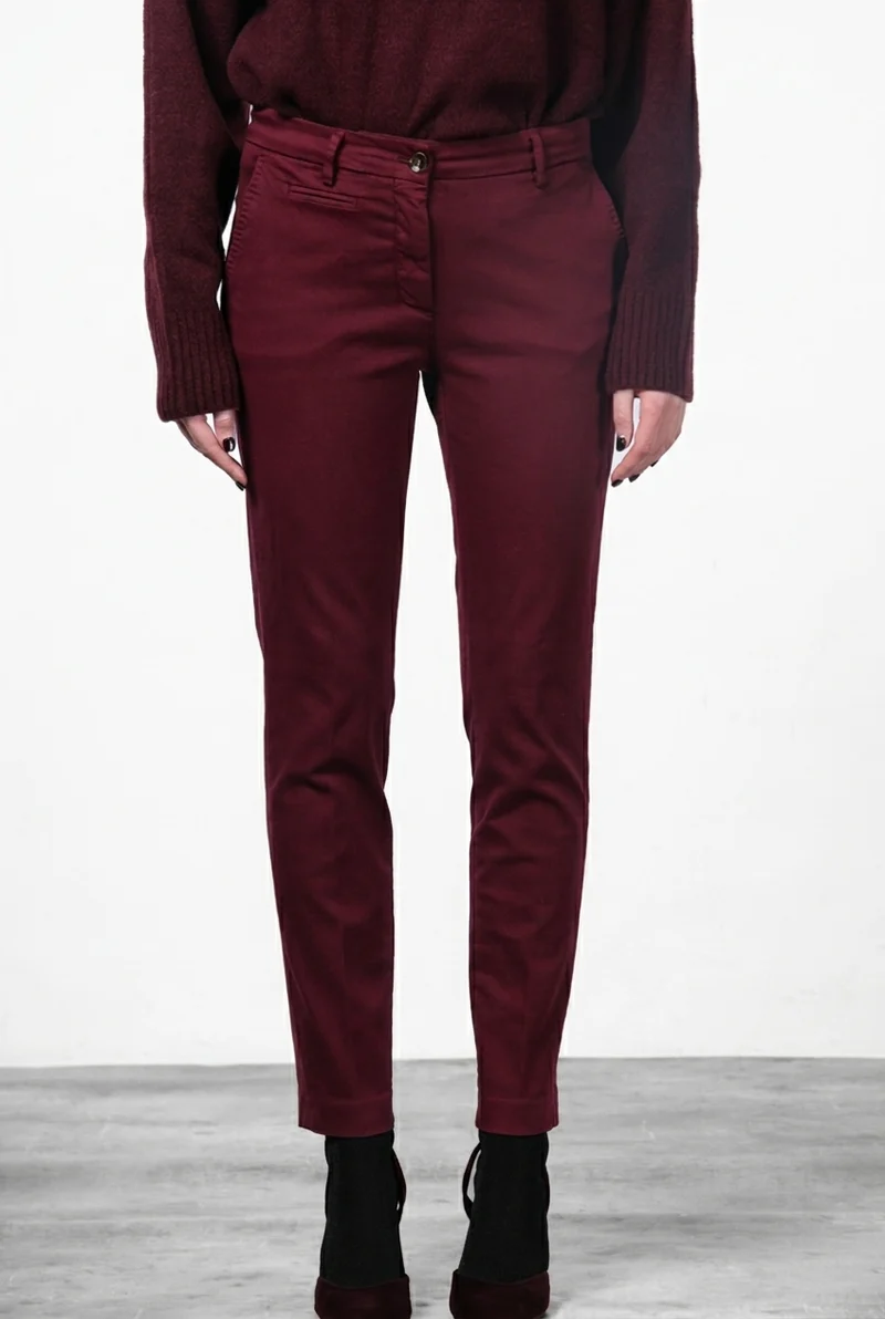 New York Slim pantalon chino femme en satin slim fit ①