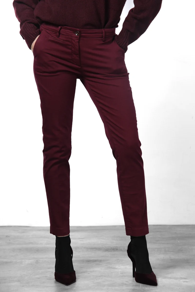 New York Slim pantalon chino femme en satin slim fit ①