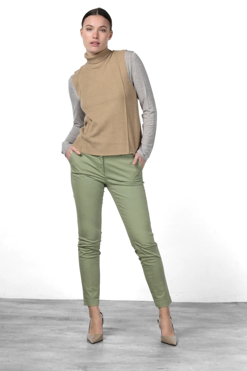 New York Slim pantalon chino femme en satin slim fit ①