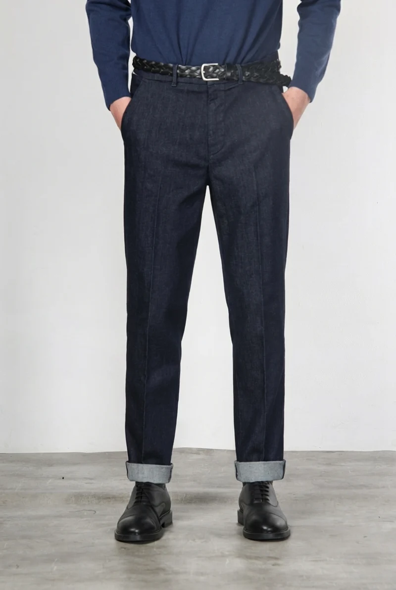 Chinos pantalon chino homme en techno denim stretch relaxed fit