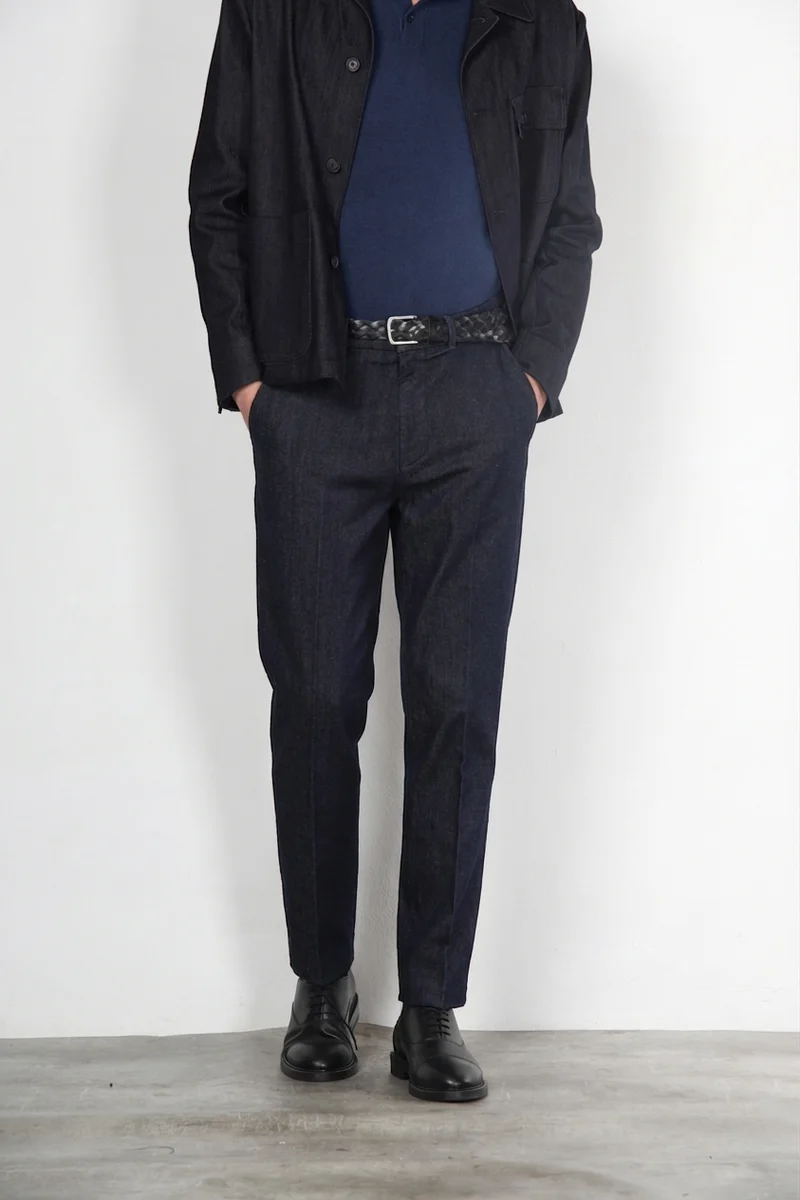 Chinos pantalon chino homme en techno denim stretch relaxed fit