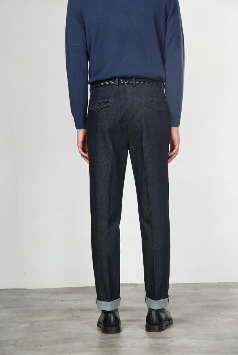 Chinos pantalon chino homme en techno denim stretch relaxed fit