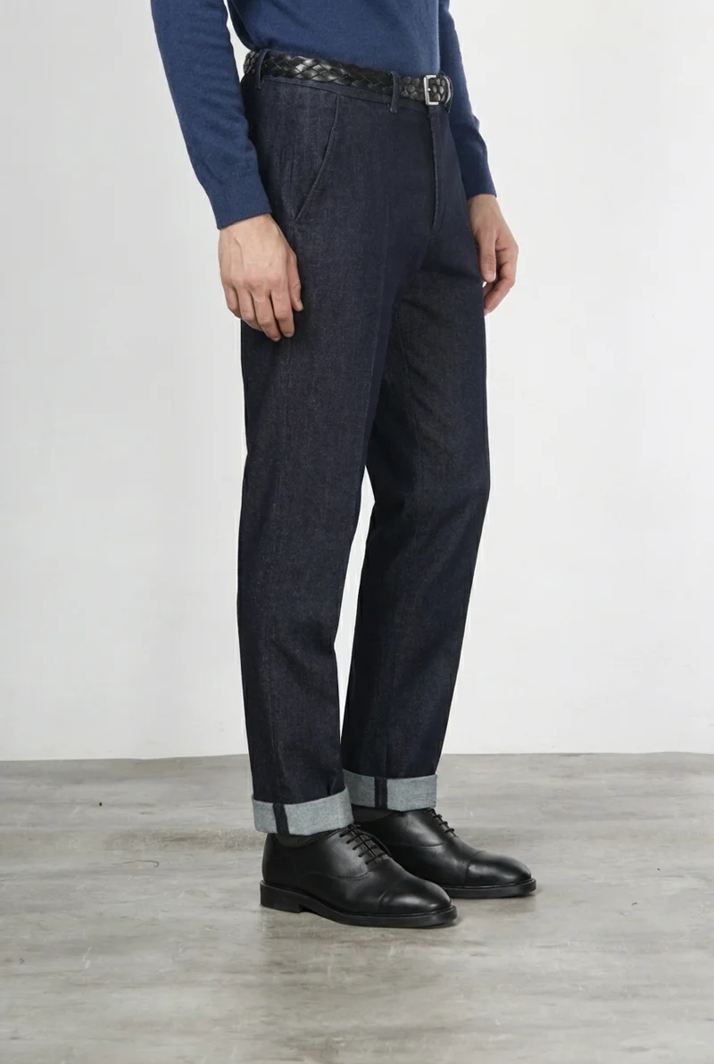 Chinos pantalon chino homme en techno denim stretch relaxed fit