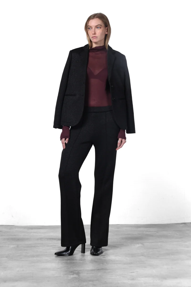 Easy Straight pantalon chino femme en jersey lurex effet maille straight fit