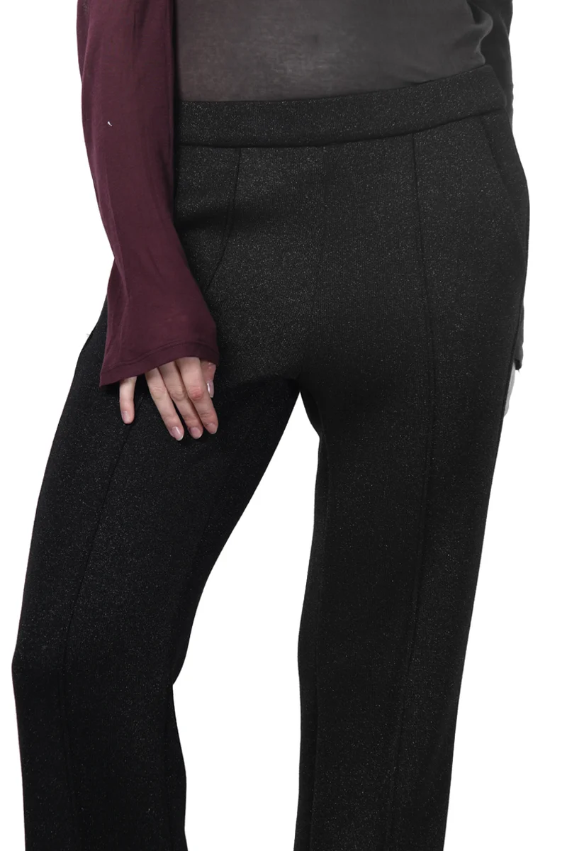 Easy Straight pantalon chino femme en jersey lurex effet maille straight fit