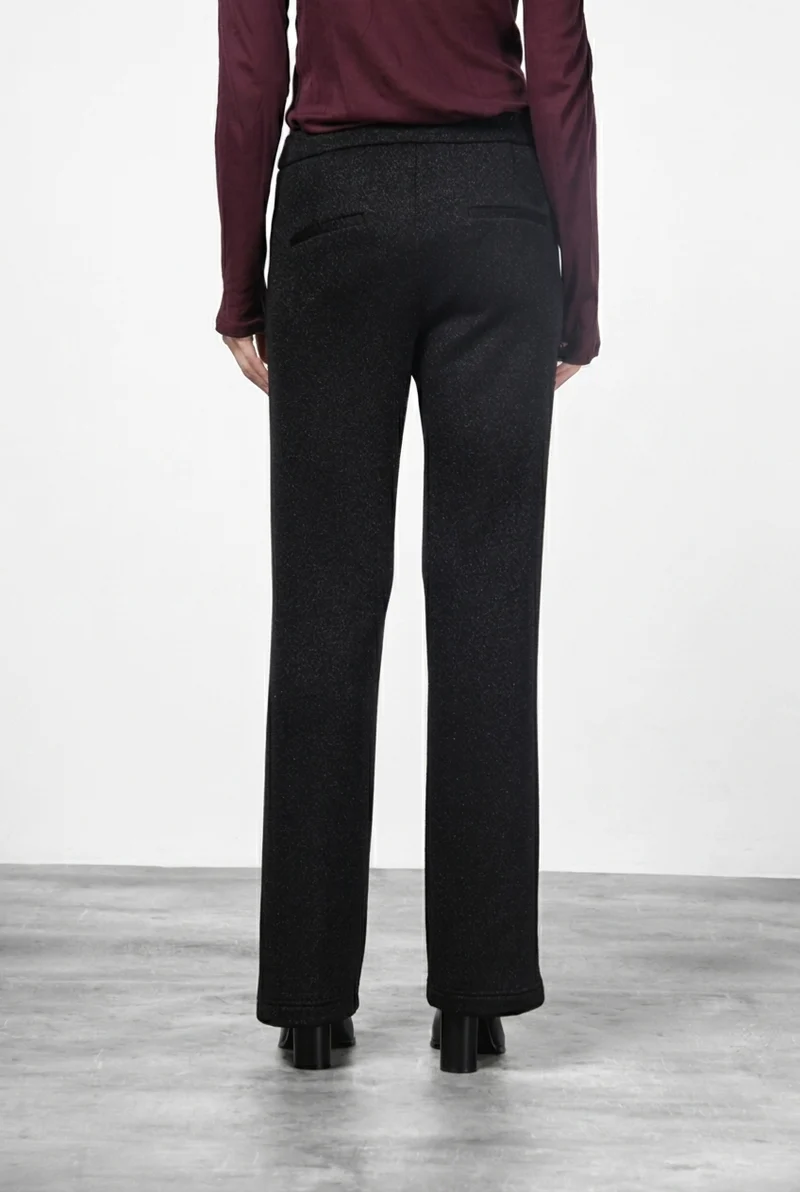 Easy Straight pantalon chino femme en jersey lurex effet maille straight fit
