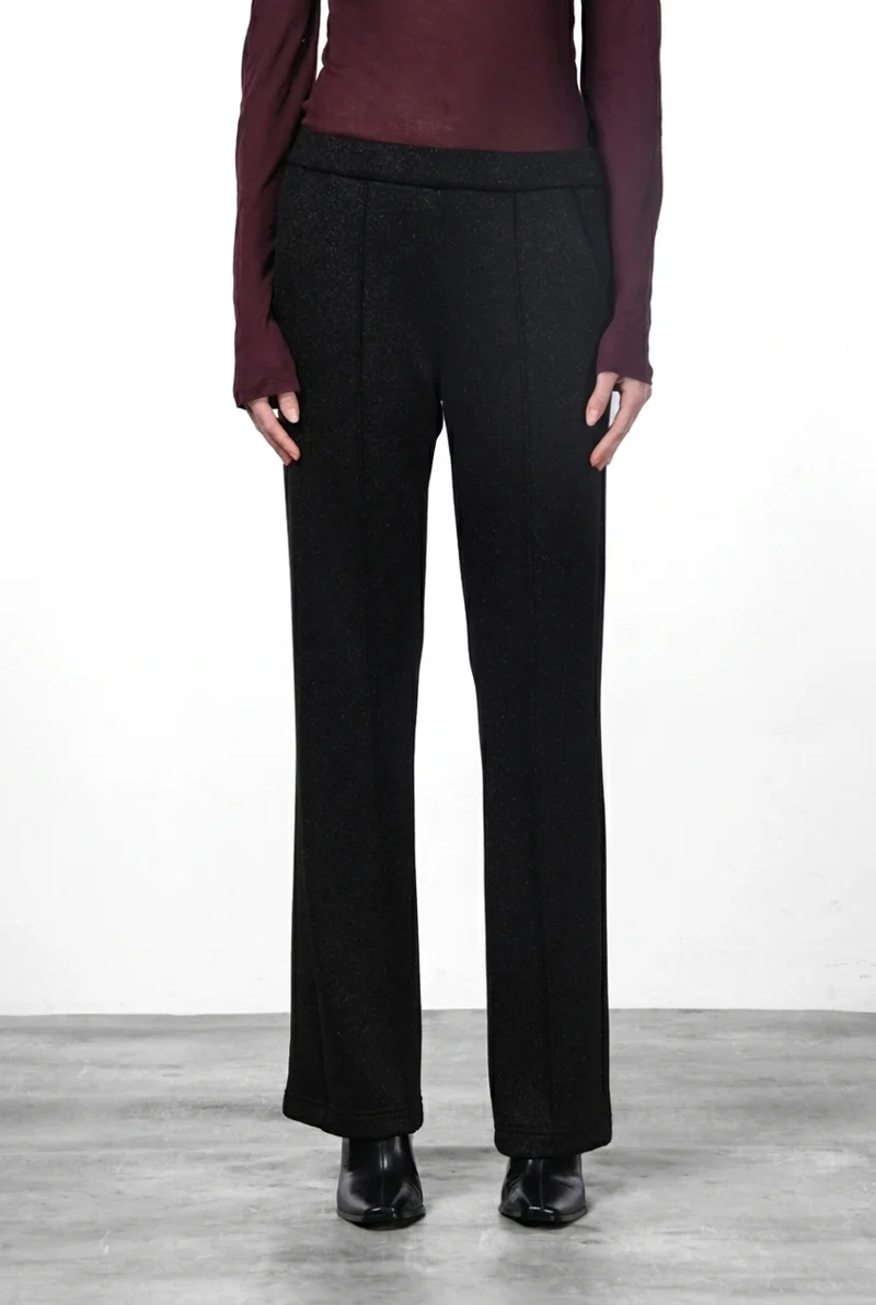 Easy Straight pantalon chino femme en jersey lurex effet maille straight fit