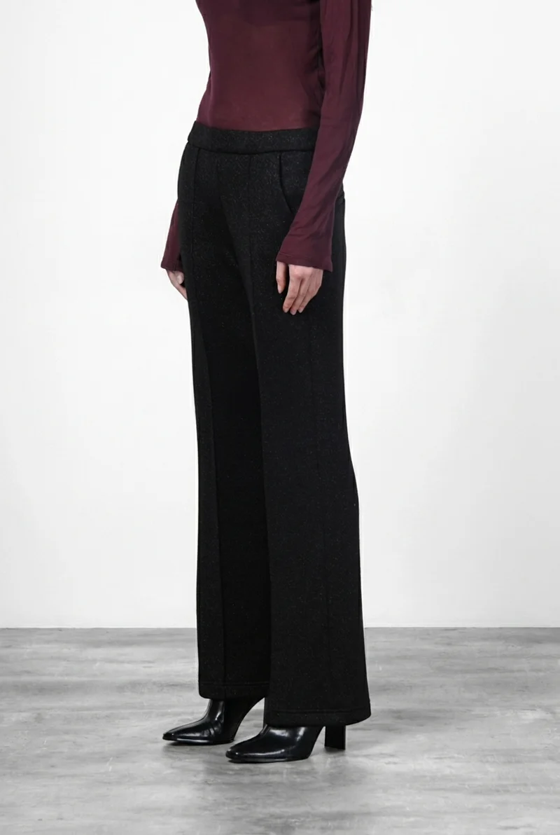 Easy Straight pantalon chino femme en jersey lurex effet maille straight fit