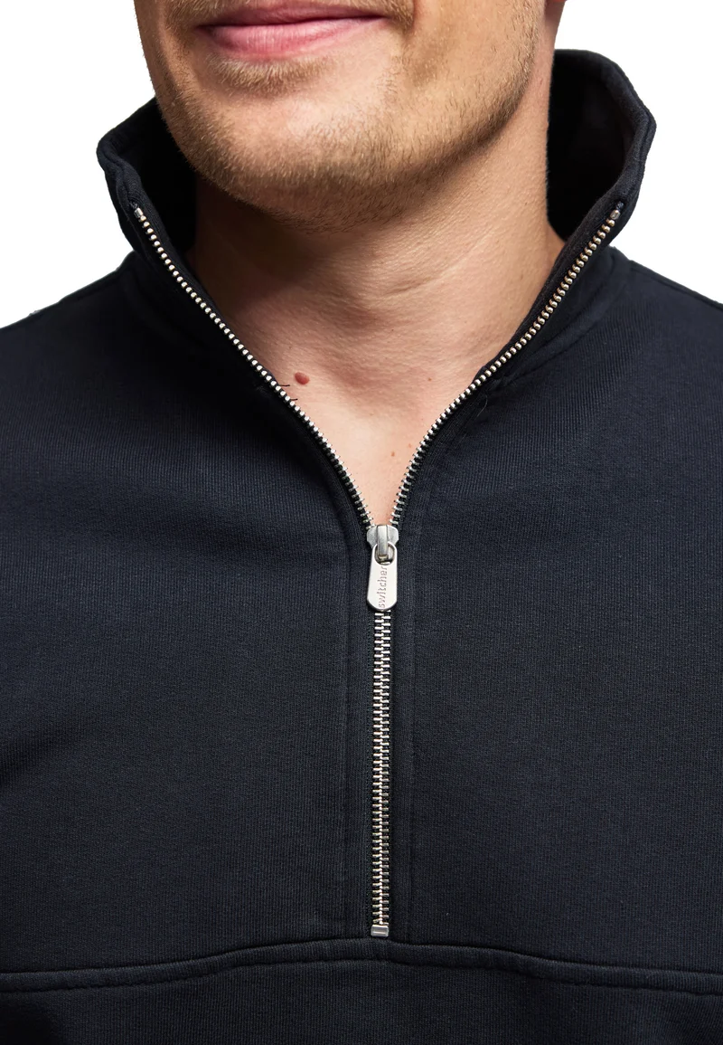 1002 Oxford – Half-Zip Sweatshirt mit Stehkragen