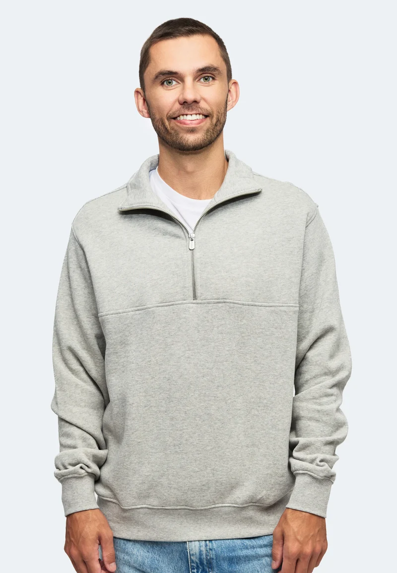 1002 Oxford – Half-Zip Sweatshirt mit Stehkragen