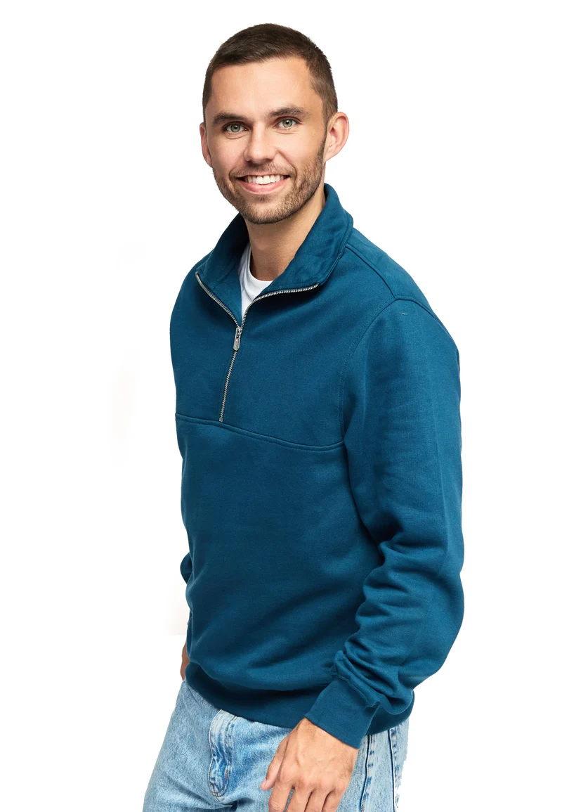 1002 Oxford – Half-Zip Sweatshirt mit Stehkragen
