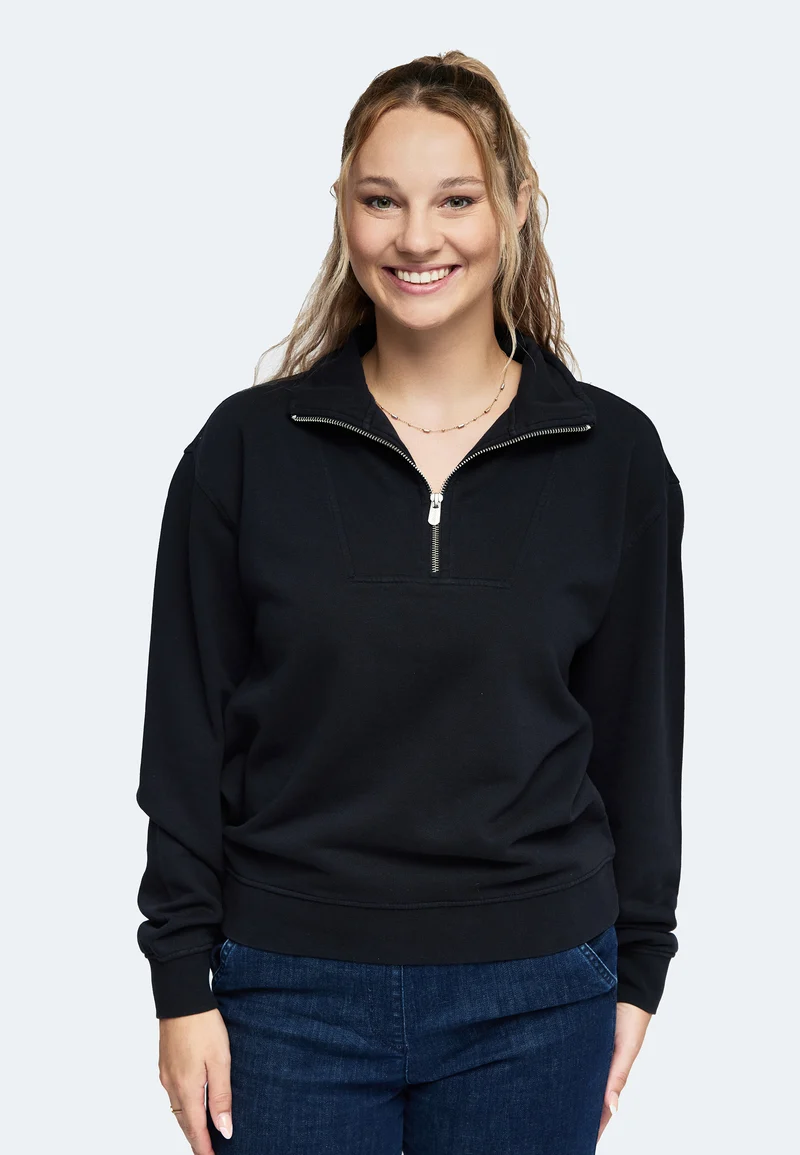 1001 Manchester – Half-Zip Sweatshirt Damen mit Stehkragen