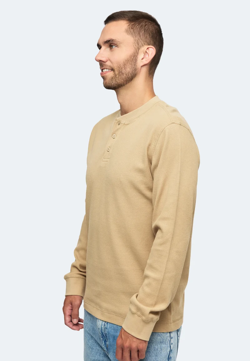 1025 Sébastien – Longsleeve Waffle Henley Shirt Herren