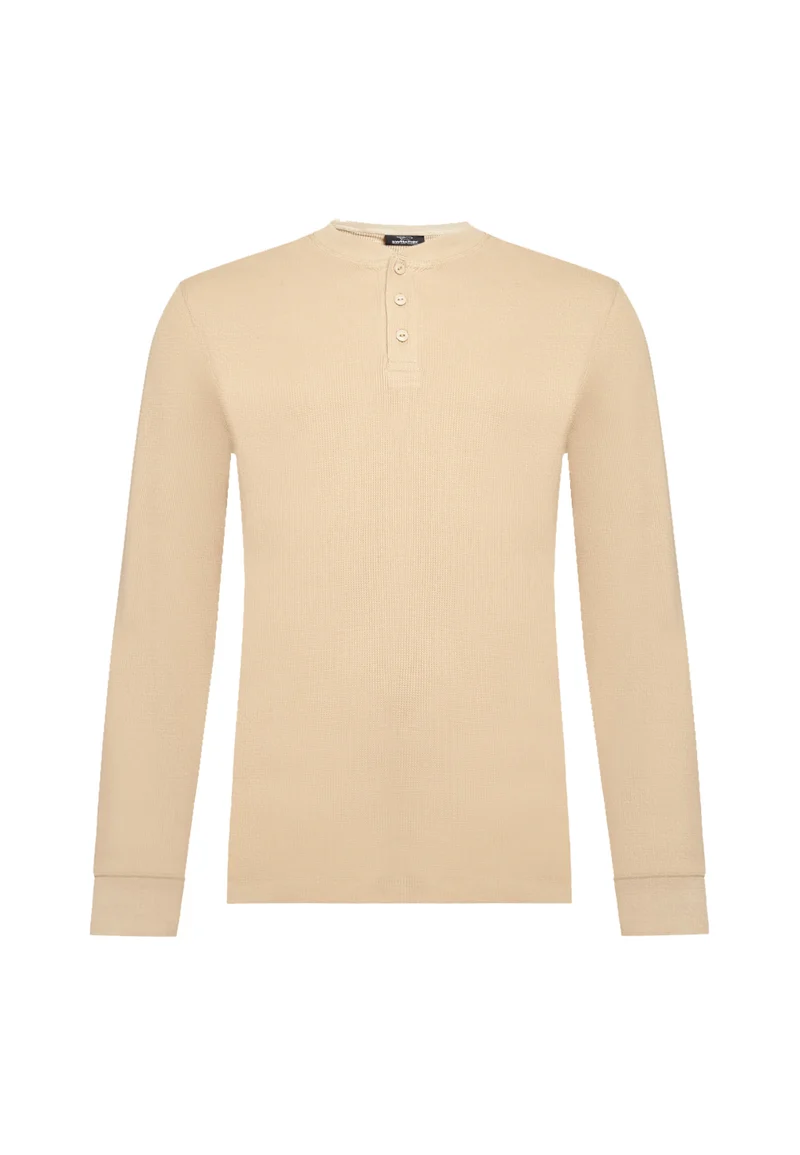 1025 Sébastien – Longsleeve Waffle Henley Shirt Herren