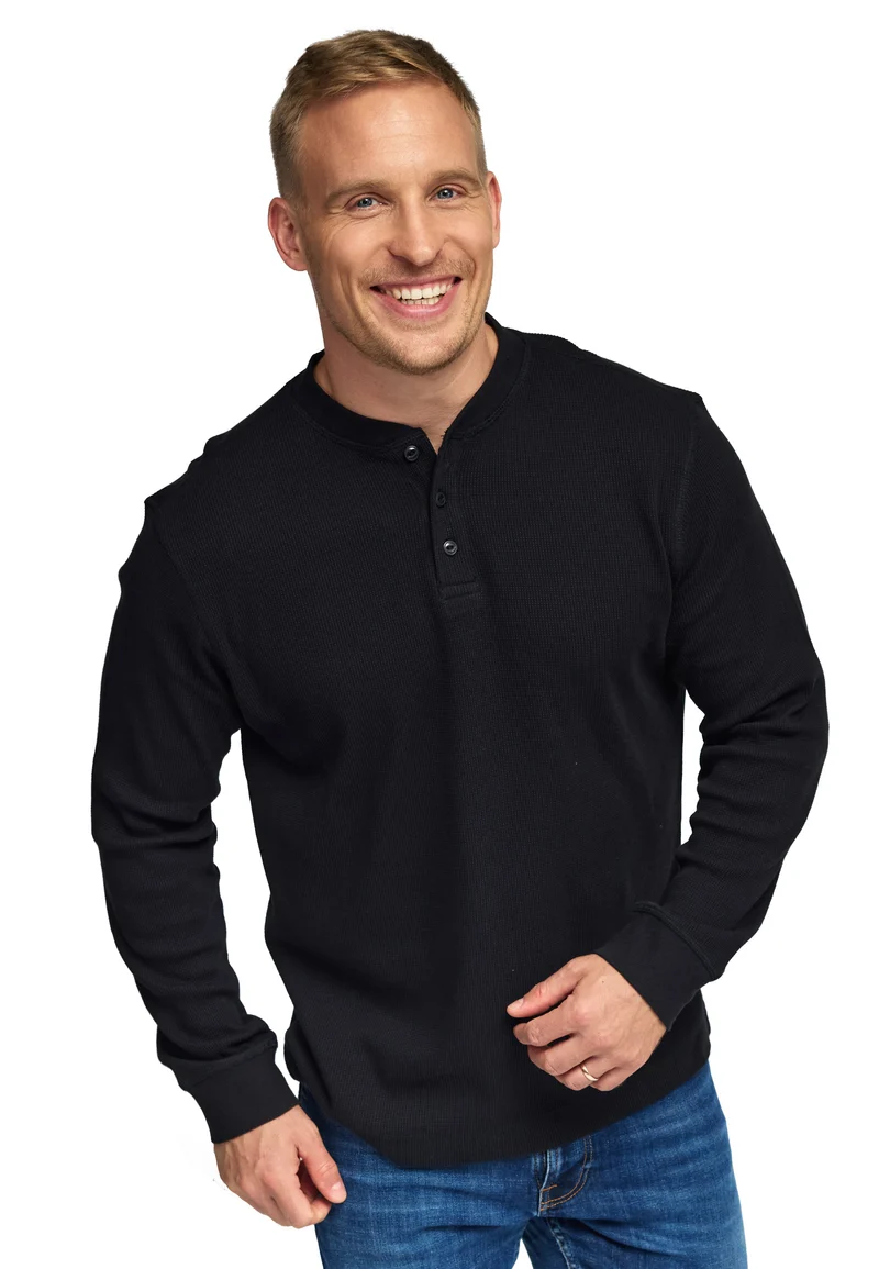 1025 Sébastien – Longsleeve Waffle Henley Shirt Herren