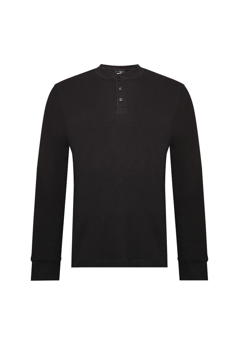 1025 Sébastien – Longsleeve Waffle Henley Shirt Herren