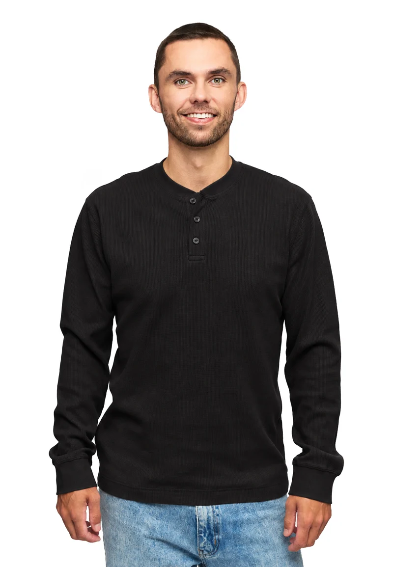 1025 Sébastien – Longsleeve Waffle Henley Shirt Herren