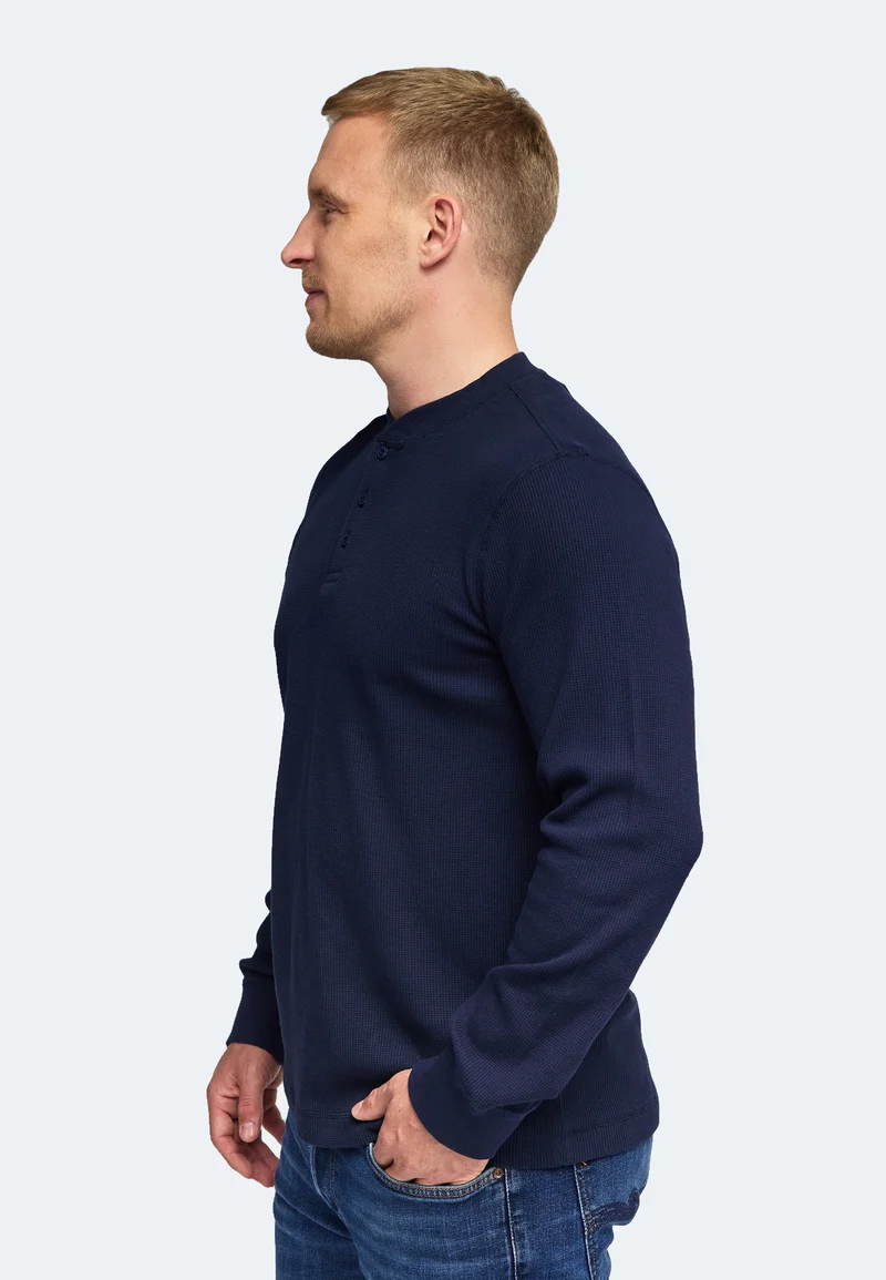 1025 Sébastien – Longsleeve Waffle Henley Shirt Herren