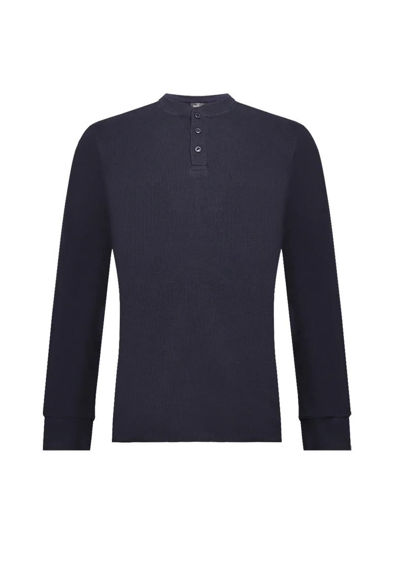 1025 Sébastien – Longsleeve Waffle Henley Shirt Herren