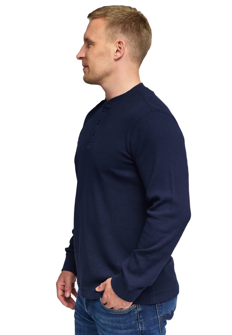 1025 Sébastien – Longsleeve Waffle Henley Shirt Herren