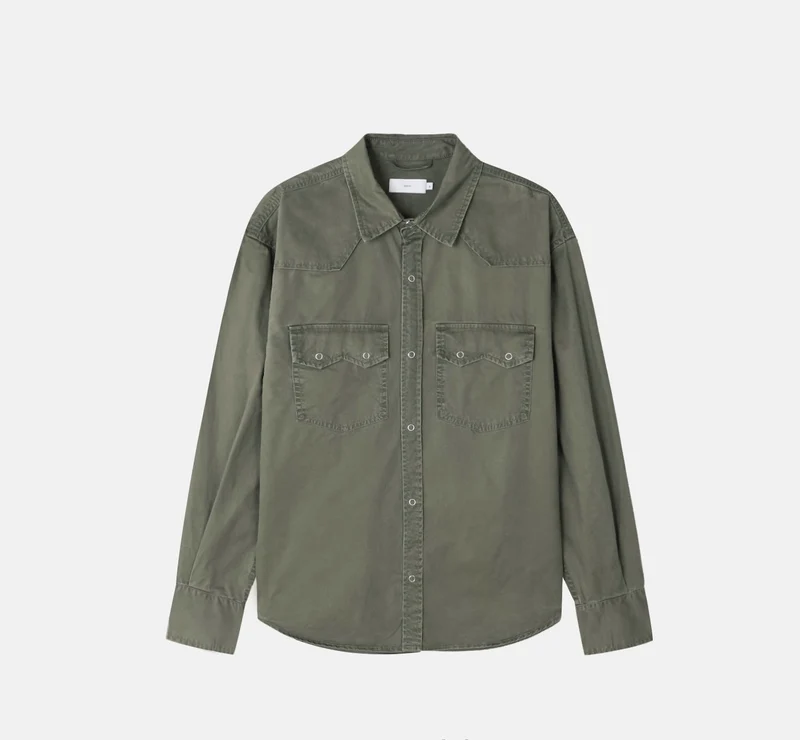 Mento Washed Cotton Western Snap Shirt