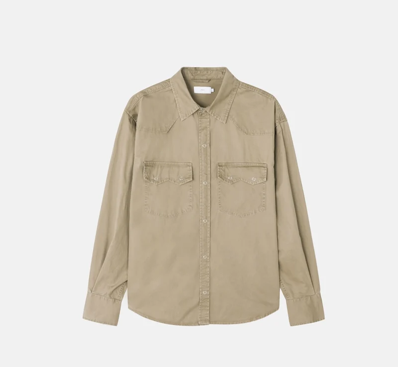 Mento Washed Cotton Western Snap Shirt